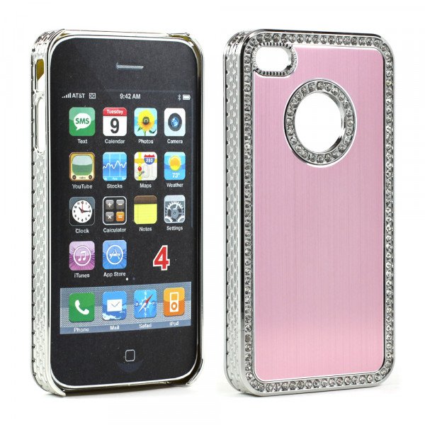 Wholesale iPhone 4 4S  Alumnium Diamond Chrome Case (Pink)